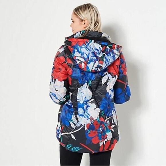 NWOT Floral Puffer Zip Up Jacket Size Large - Picture 2 of 5